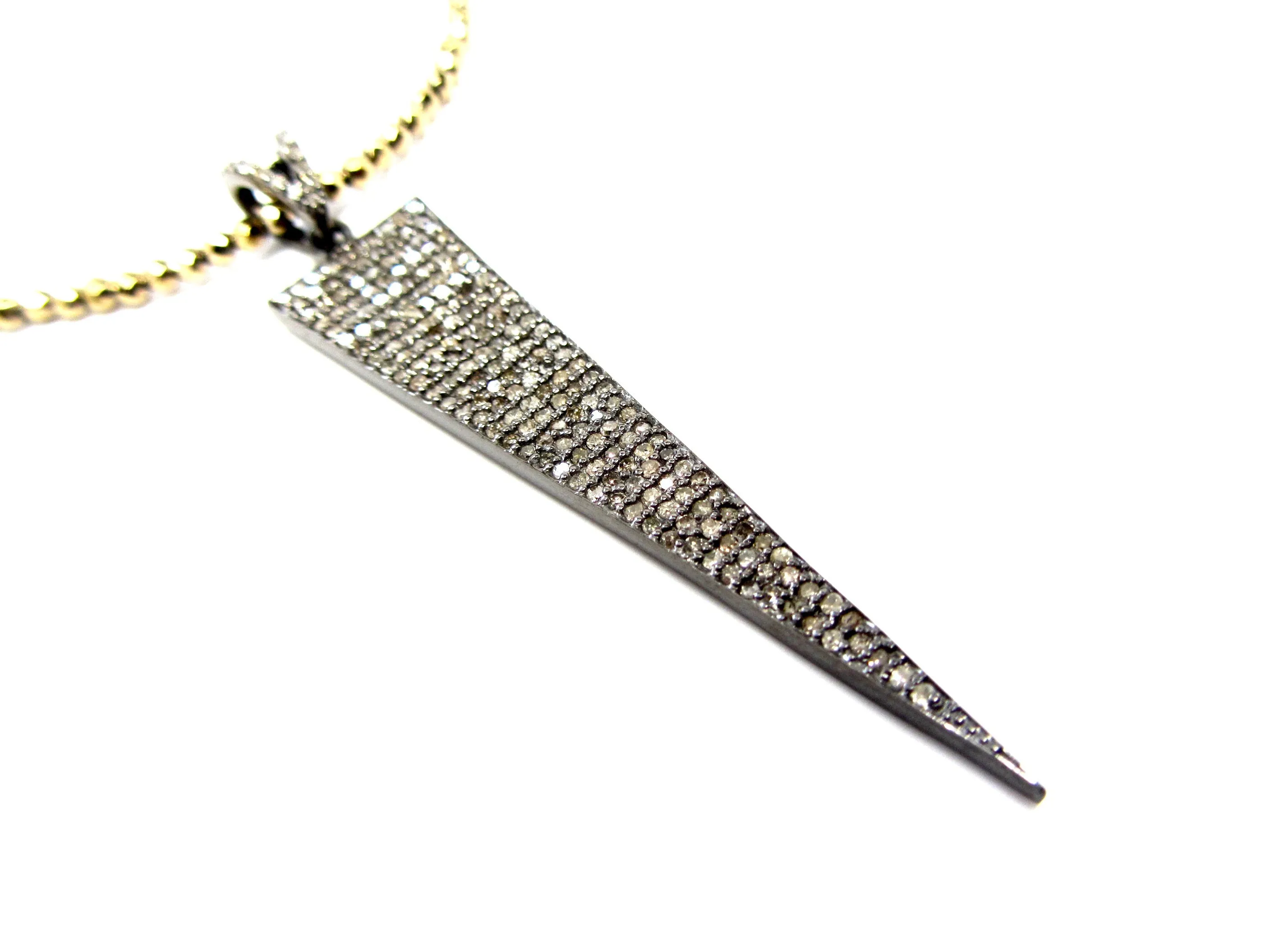 Large Diamond Dagger Pendant on Hematite & Pyrite Necklace