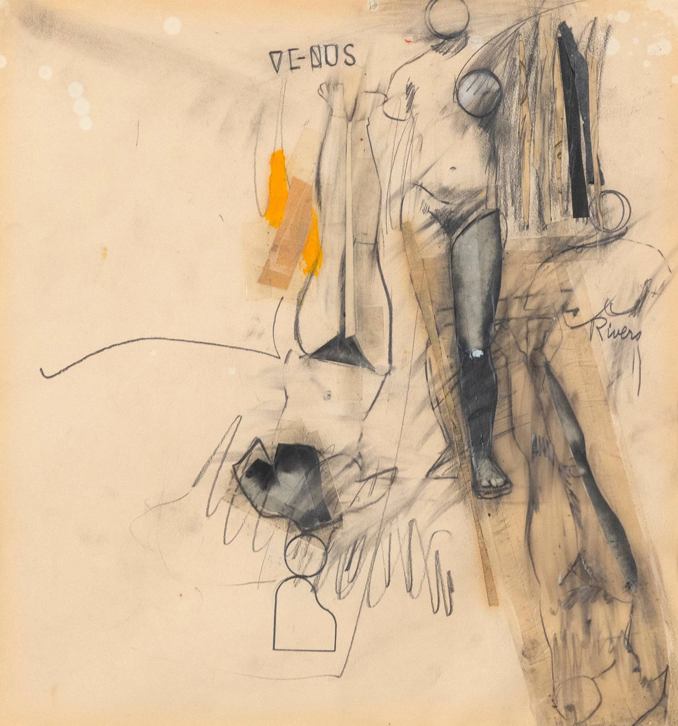 LARRY RIVERS "VENUS" PENCIL COLLAGE, 1962
