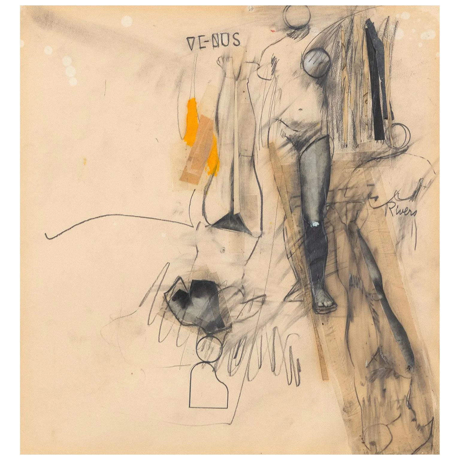 LARRY RIVERS "VENUS" PENCIL COLLAGE, 1962