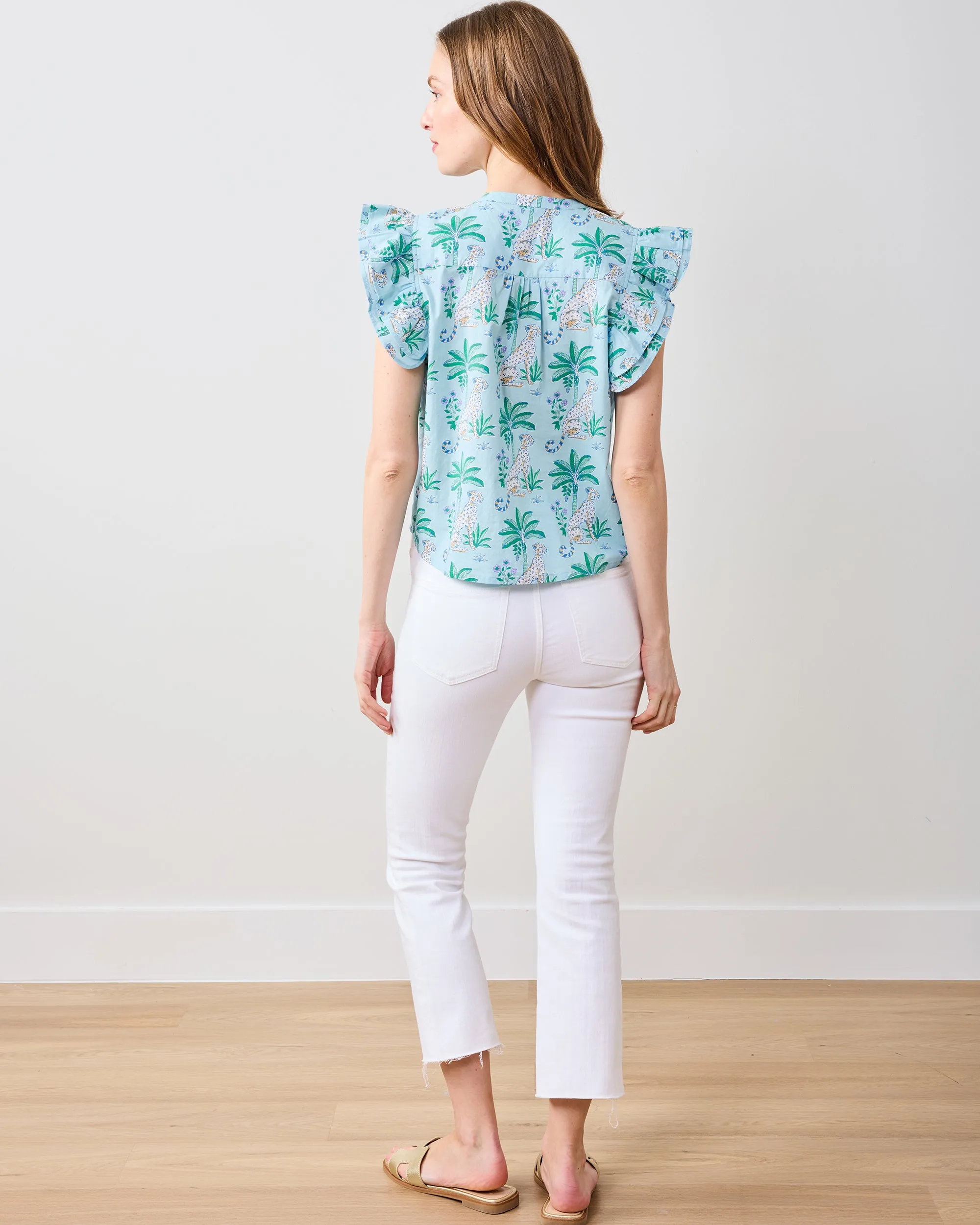 Leopard Mirage - Katie Blouse - Oasis Sky
