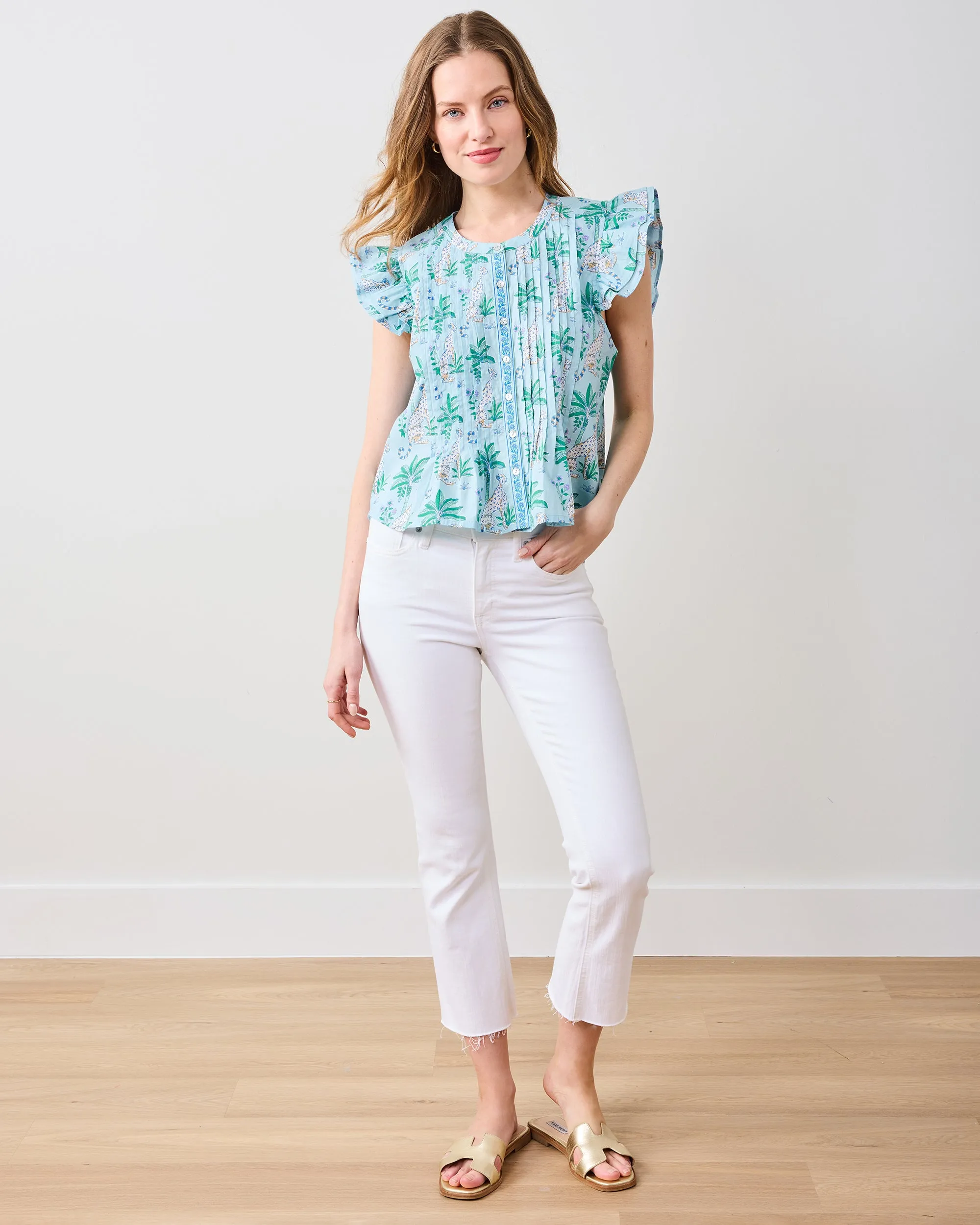 Leopard Mirage - Katie Blouse - Oasis Sky