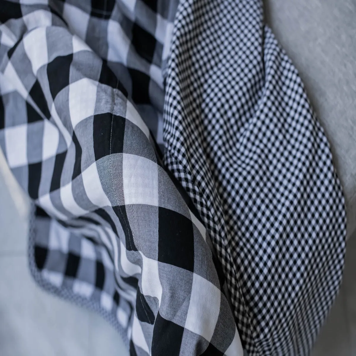 Lifetime Blanket (Toddler Blanket) - Black and White Monochrome Gingham