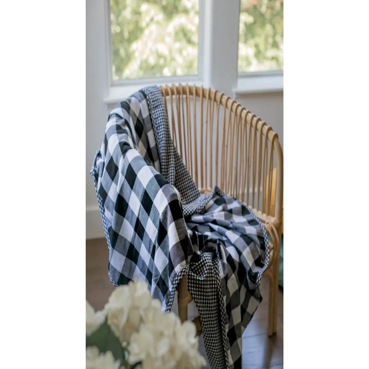 Lifetime Blanket (Toddler Blanket) - Black and White Monochrome Gingham