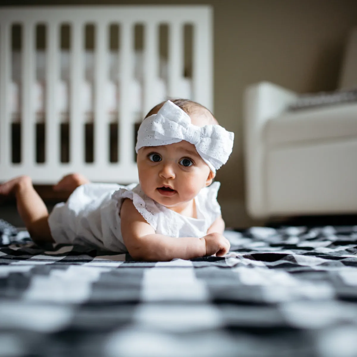 Lifetime Blanket (Toddler Blanket) - Black and White Monochrome Gingham