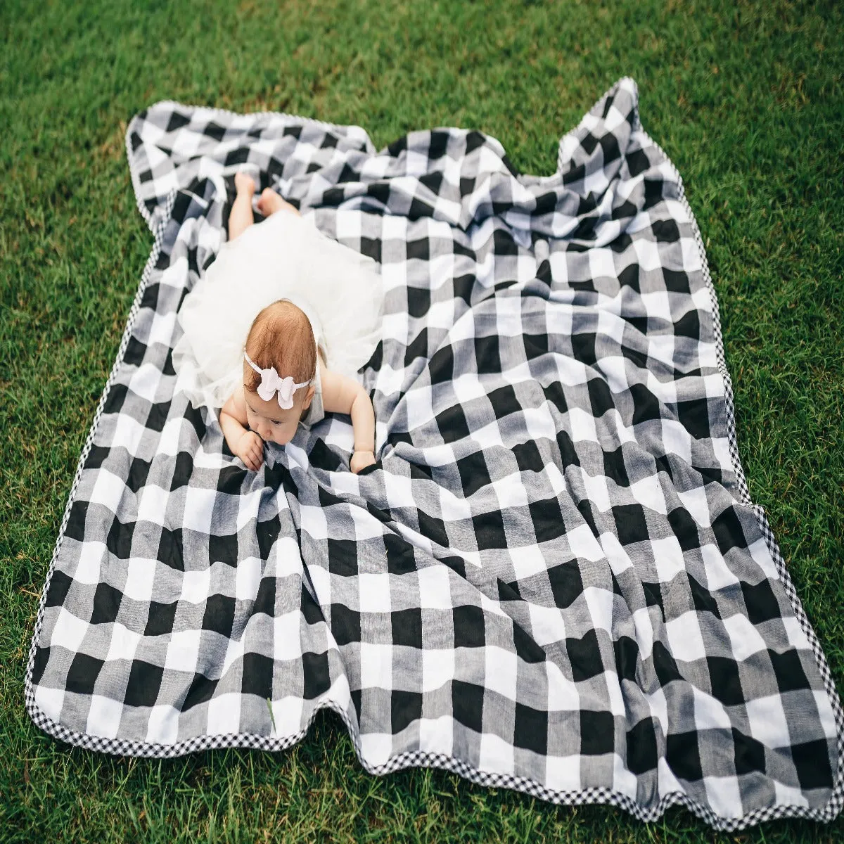 Lifetime Blanket (Toddler Blanket) - Black and White Monochrome Gingham