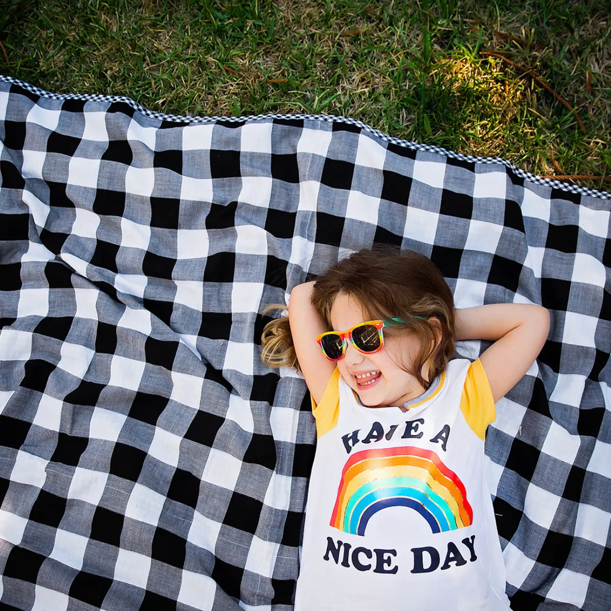 Lifetime Blanket (Toddler Blanket) - Black and White Monochrome Gingham