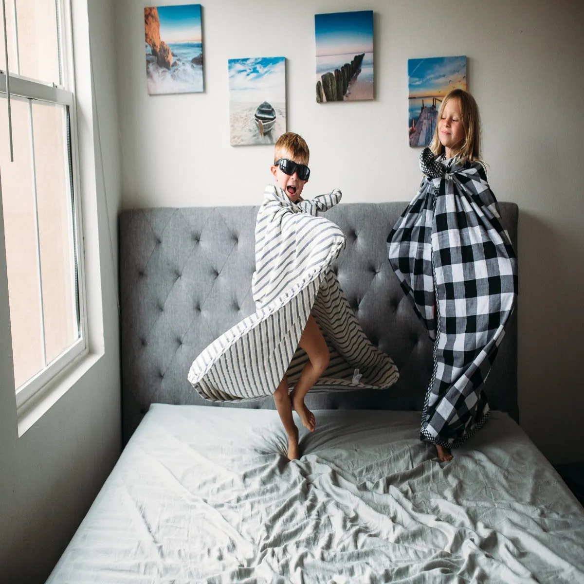 Lifetime Blanket (Toddler Blanket) - Black and White Monochrome Gingham