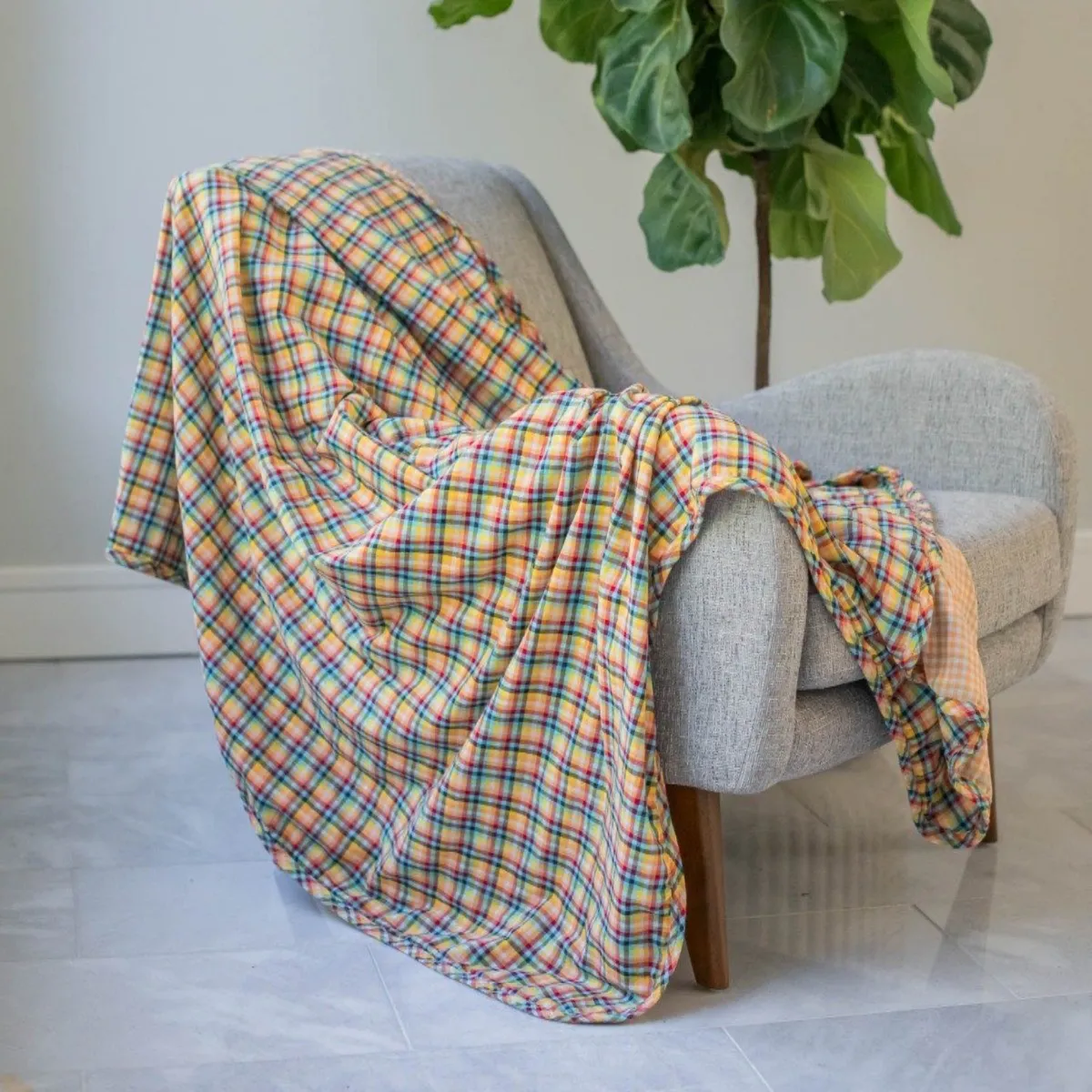 Lifetime Blanket (Toddler Blanket) - Gold Safari Gingham