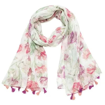 Light Weight Women's Woven Tropical Printed Scarf