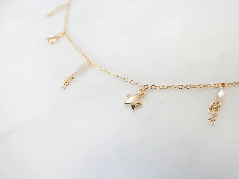 Lily Beaded Star Dangle Necklace