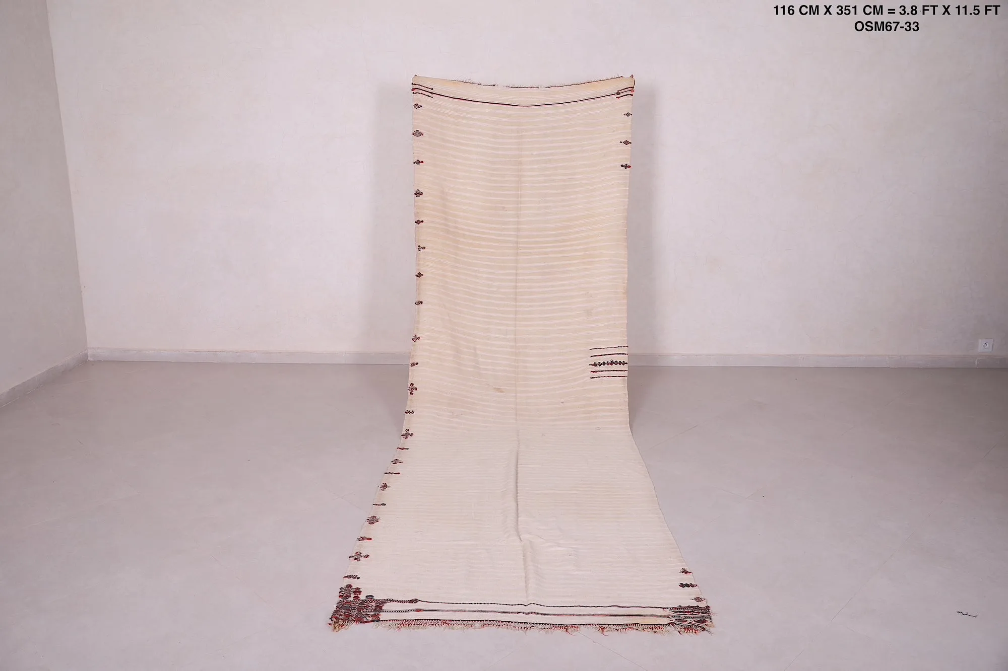Long Flat Woven Moroccan Runner Rug 3.8 X 11.5 Feet – Artisan Handcrafted