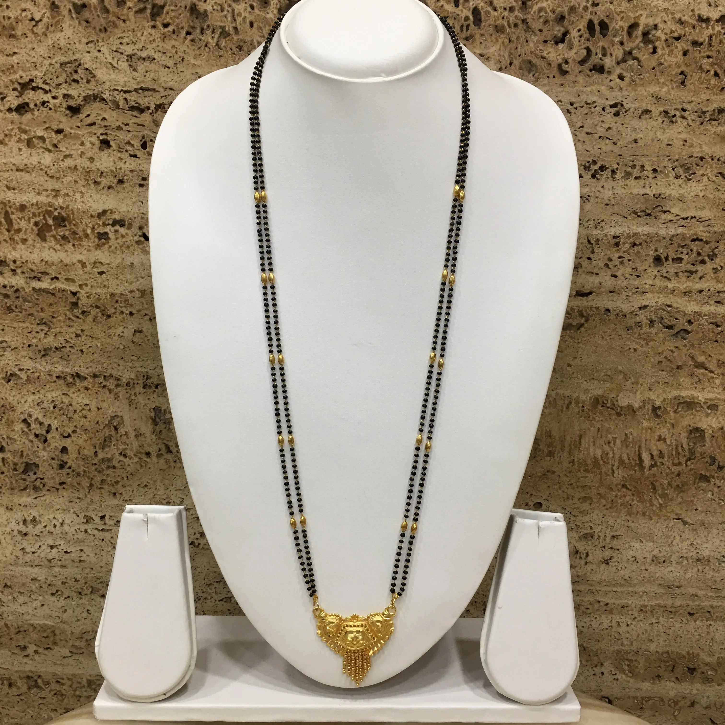 Long Mangalsutra Designs Gold Plated Latest Pendant 2 Layer Mangalsutra