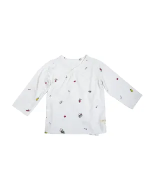 Long-sleeved Kimono Onesie T-shirt - Floral Garden