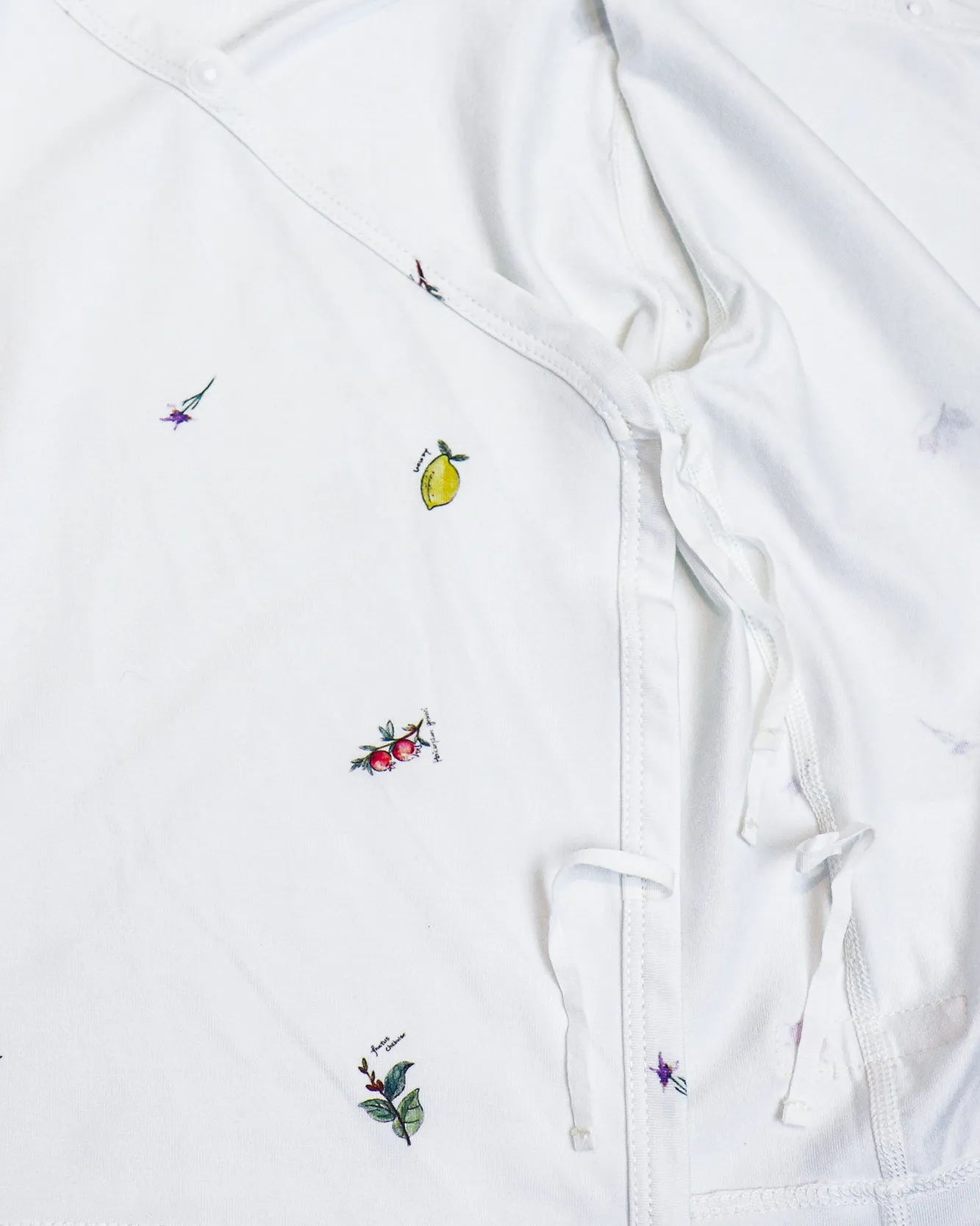 Long-sleeved Kimono Onesie T-shirt - Floral Garden