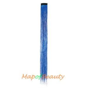 Long Straight Colored Hair Tinsel Kit Sparkling Multi-colors Hair Extention Glitter Clip in Hairpiece