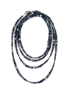 Lori Navy Iridescent Rondelle Opera Necklace