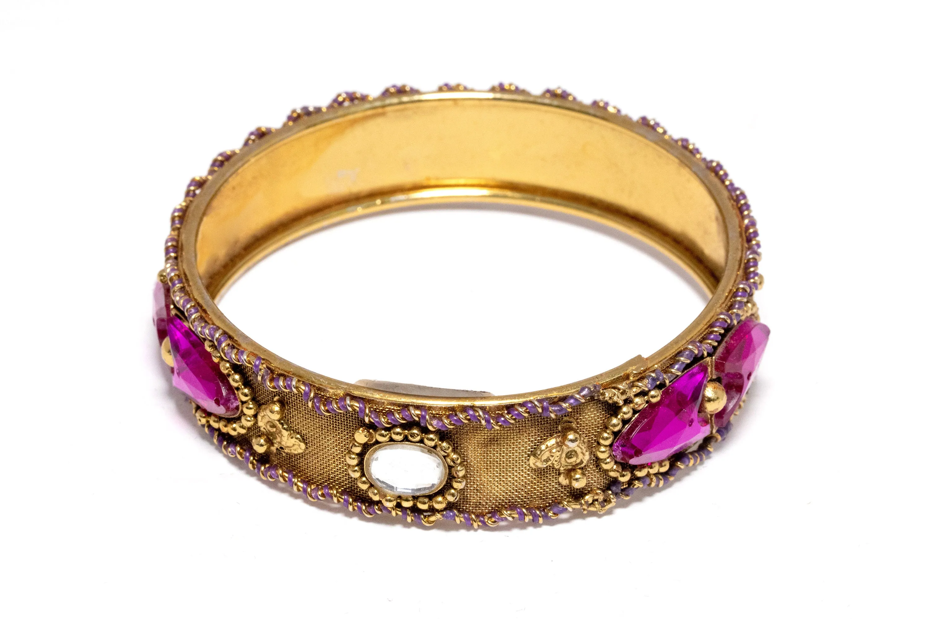 Magenta Stone Copper Bangle - Bracelet