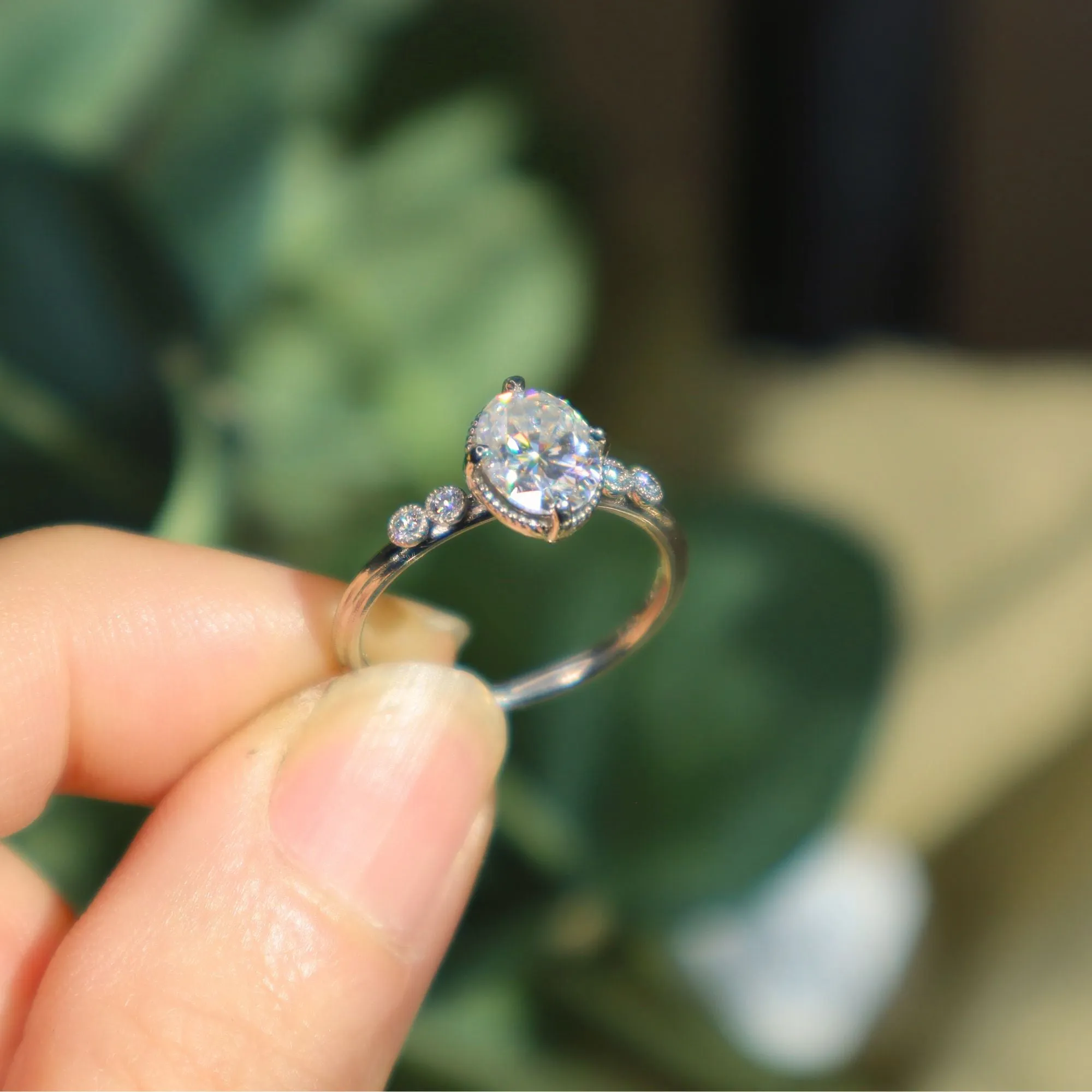 Mariposa Oval Moissanite Engagement Ring Size 6
