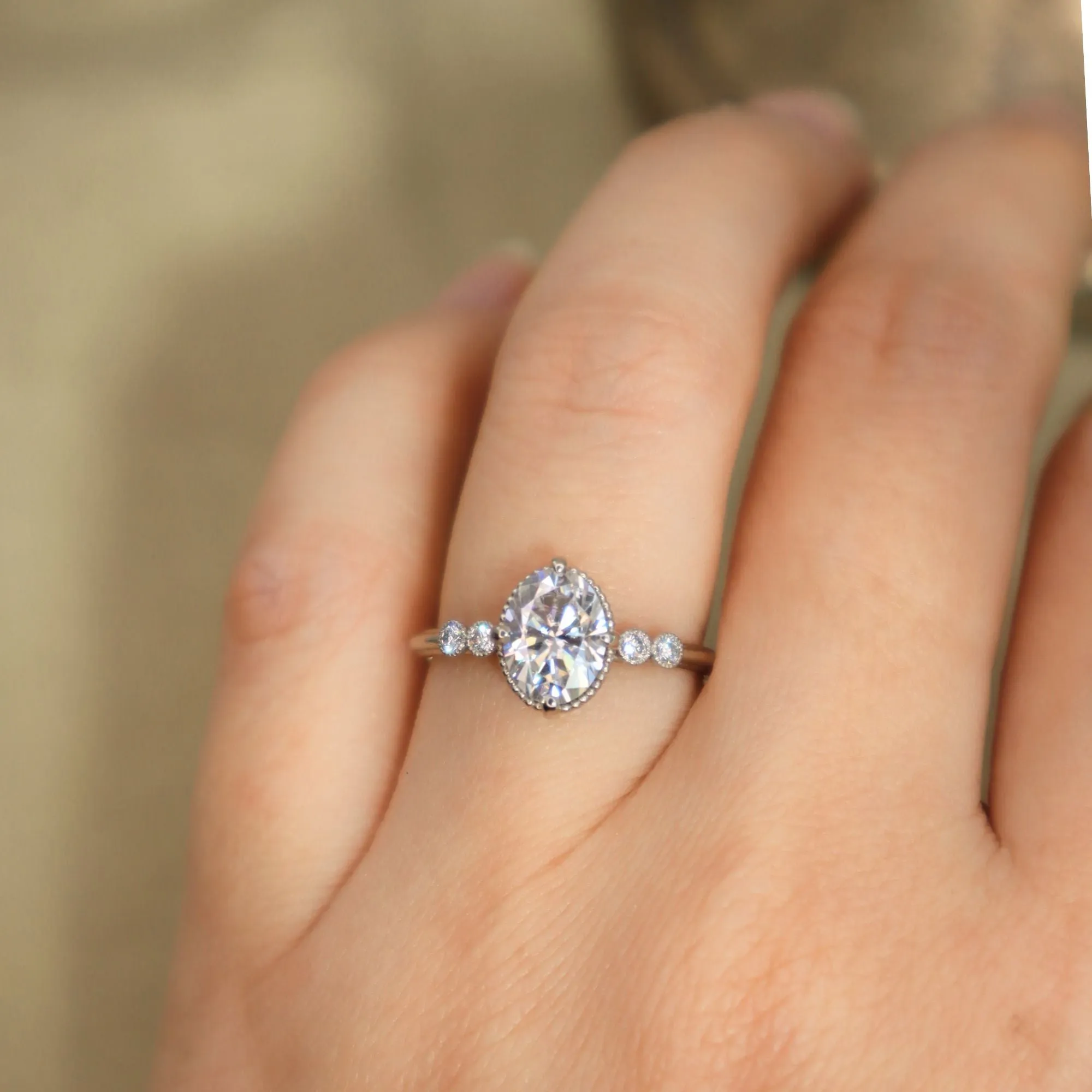 Mariposa Oval Moissanite Engagement Ring Size 6