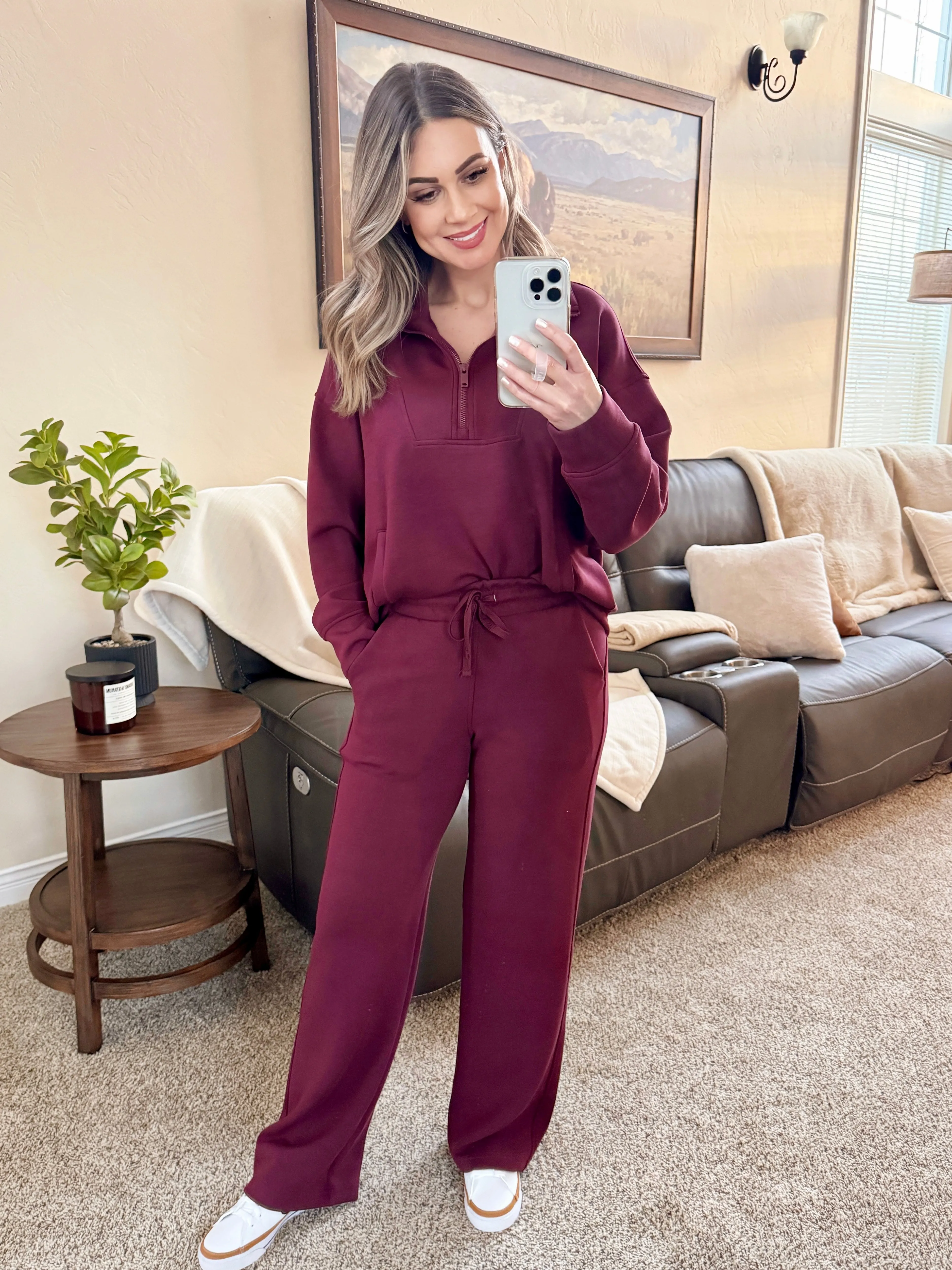 Marshmallow Soft Quarter Zip Pullover In Burgundy