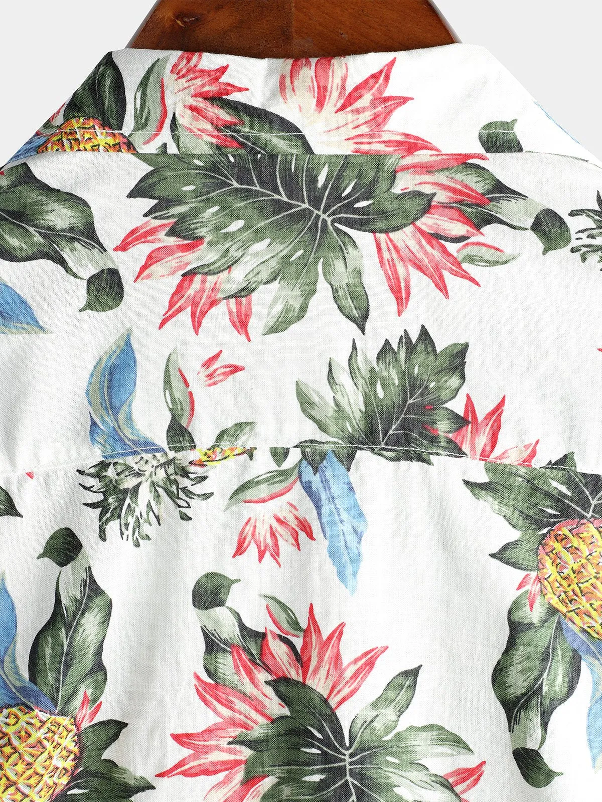 Men's Hawaii Pineapple Print Short Sleeve Cotton Shirt