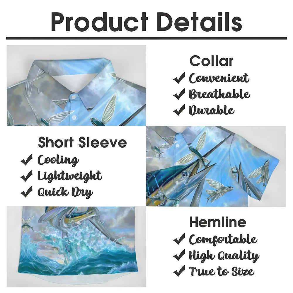 Men's Hawaiian Ocean Fish Print Short Sleeve Shirt 2401000136