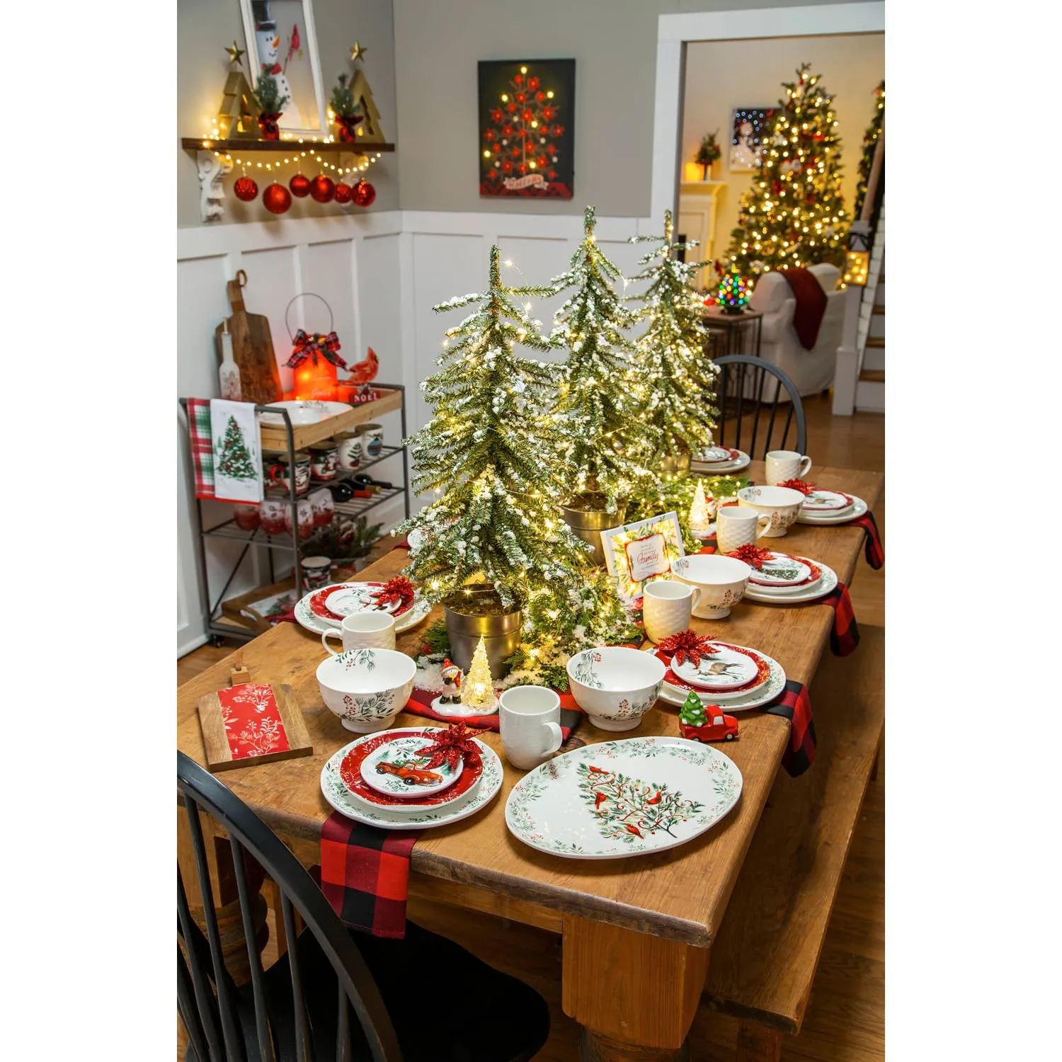 Merry Christmas and Plaid Tea Towel Christmas Heritage Set (2 Towels)