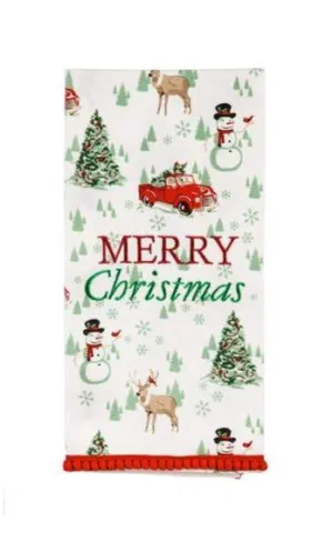 Merry Christmas and Plaid Tea Towel Christmas Heritage Set (2 Towels)
