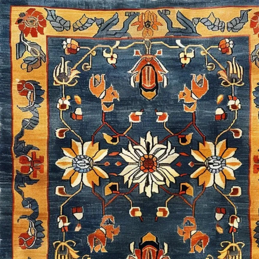 Midnight Blossom Heritage Hand Tufted Rug
