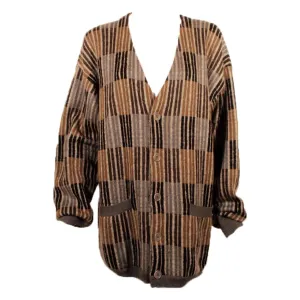 MISSONI Men's 1990s Gray, Navy, Taupe Cardigan, Boyfriend Sweater