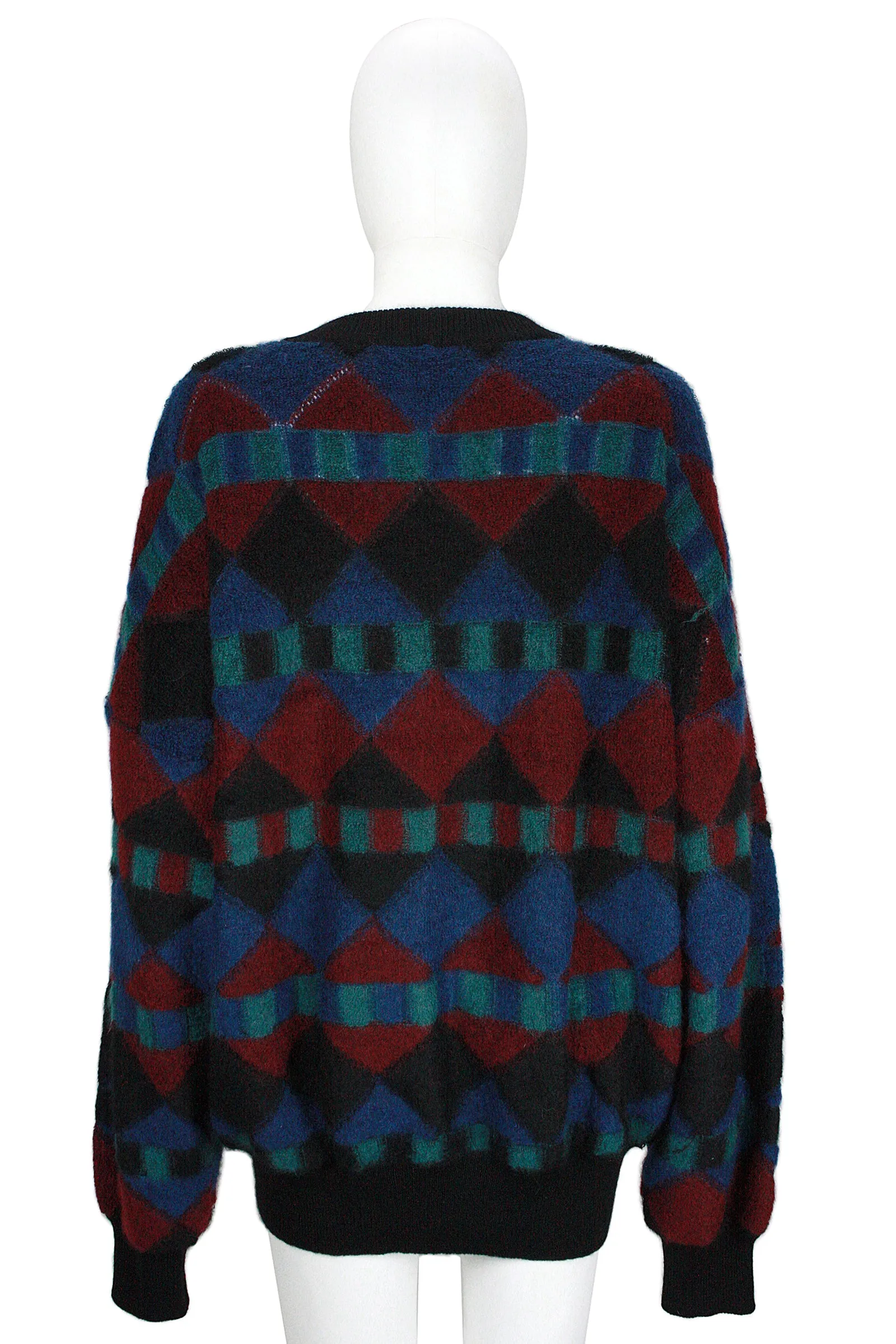 MISSONI Men's Circa 1990s Blue & Red Geometric Sweater