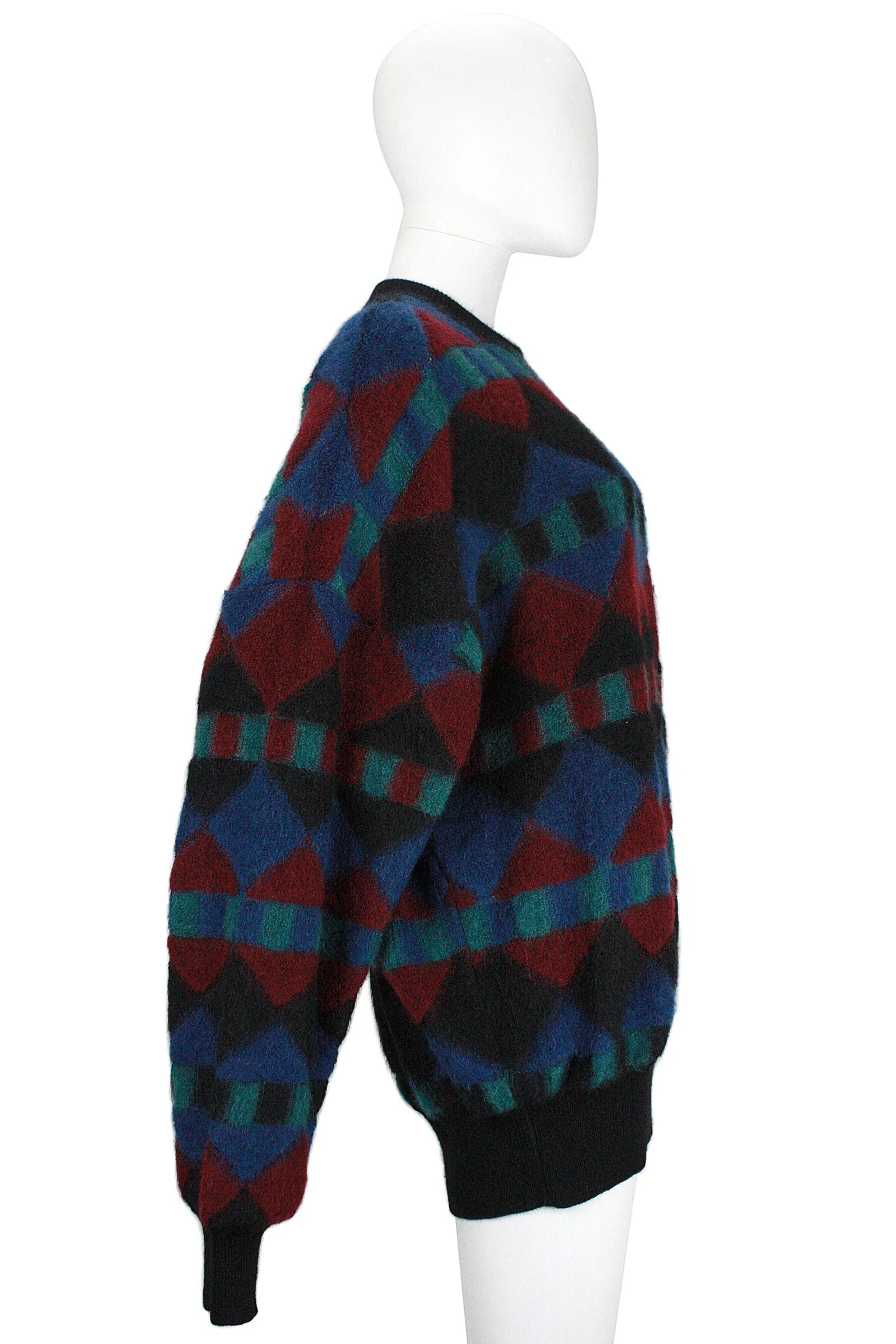 MISSONI Men's Circa 1990s Blue & Red Geometric Sweater
