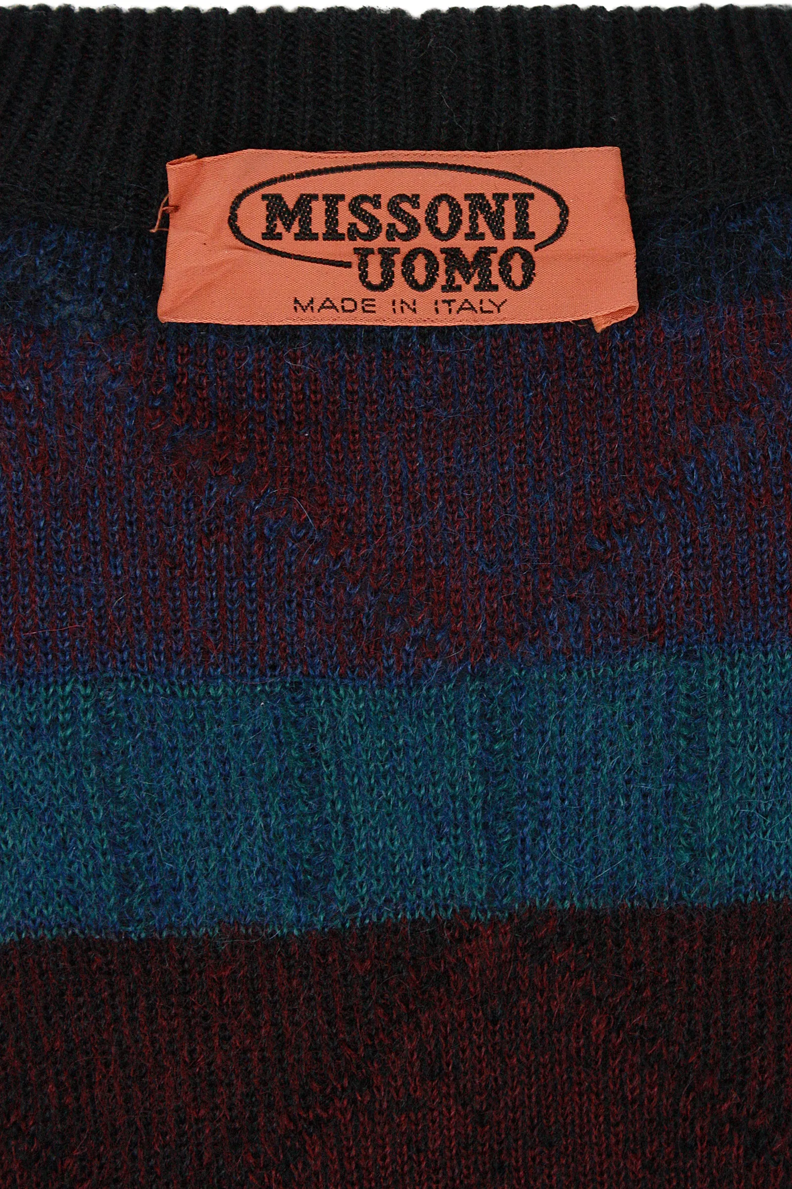 MISSONI Men's Circa 1990s Blue & Red Geometric Sweater