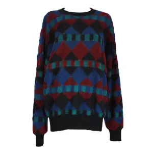 MISSONI Men's Circa 1990s Blue & Red Geometric Sweater