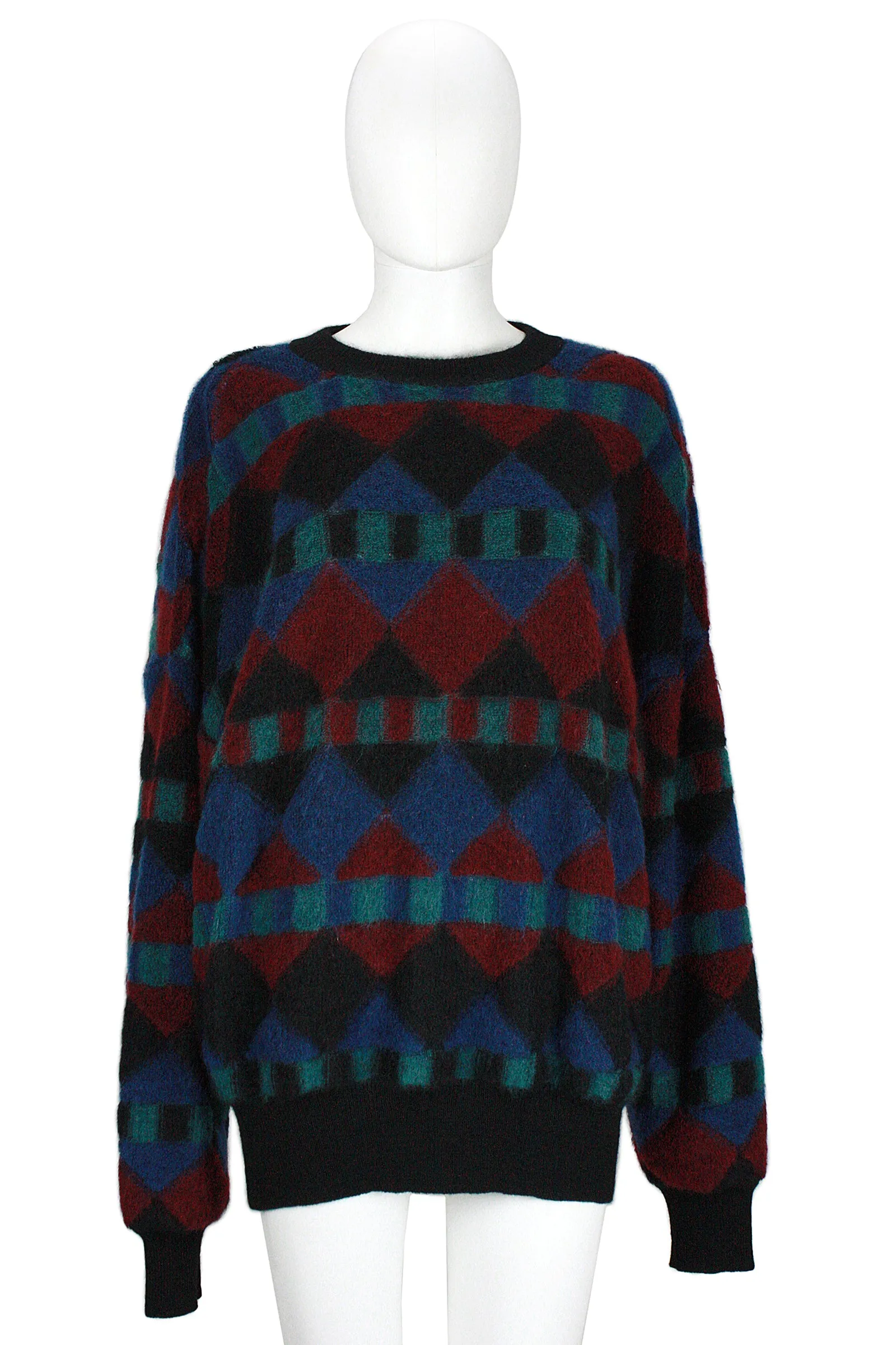 MISSONI Men's Circa 1990s Blue & Red Geometric Sweater