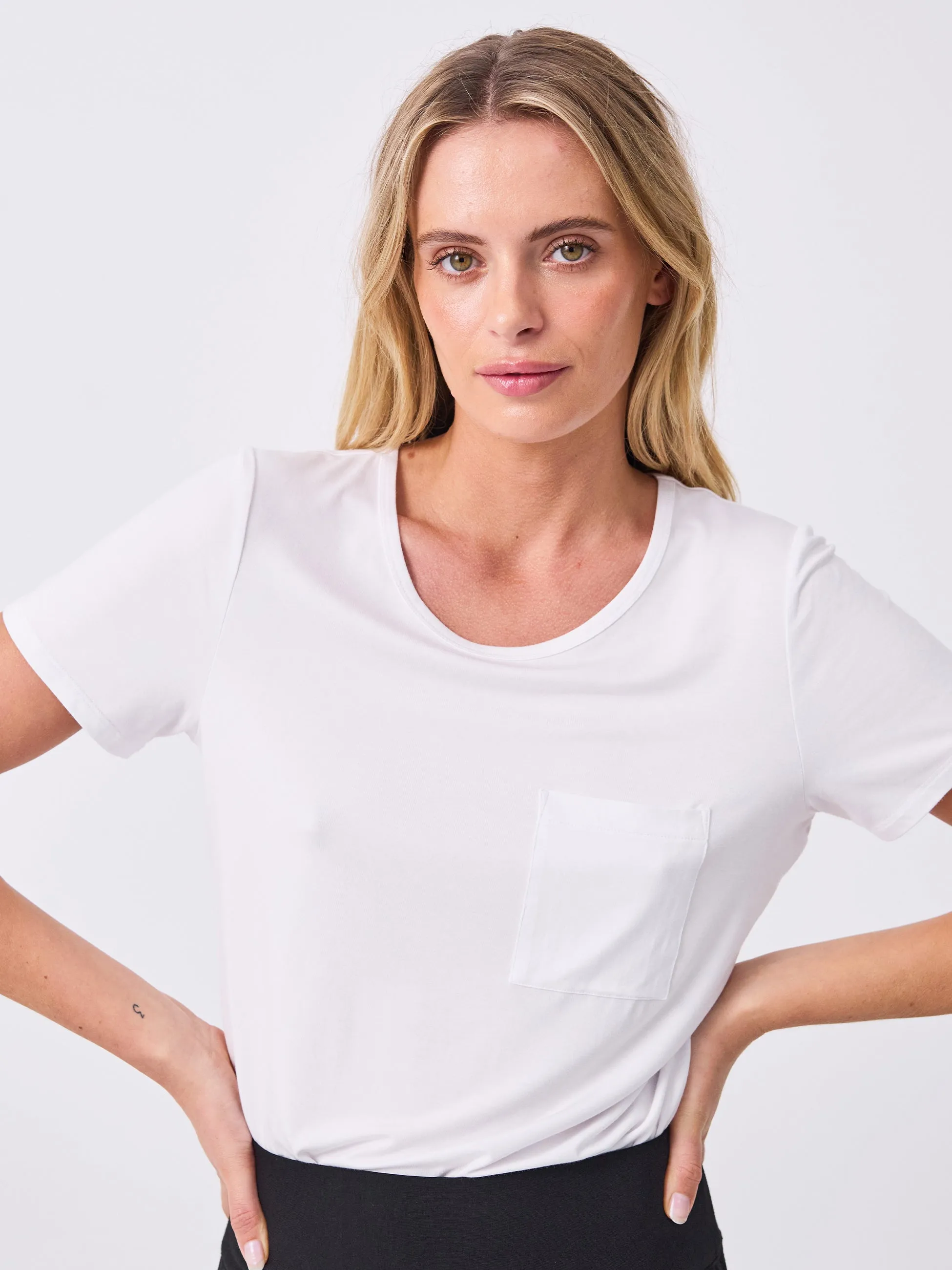 Modal Pocket Tee - White