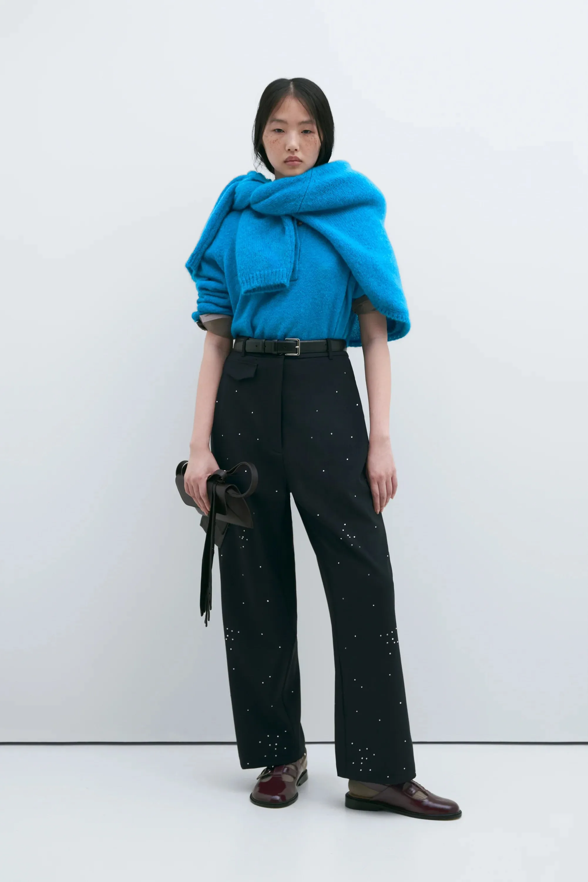 Mohair & Baby Alpaca Polo Sweater Ceruleo