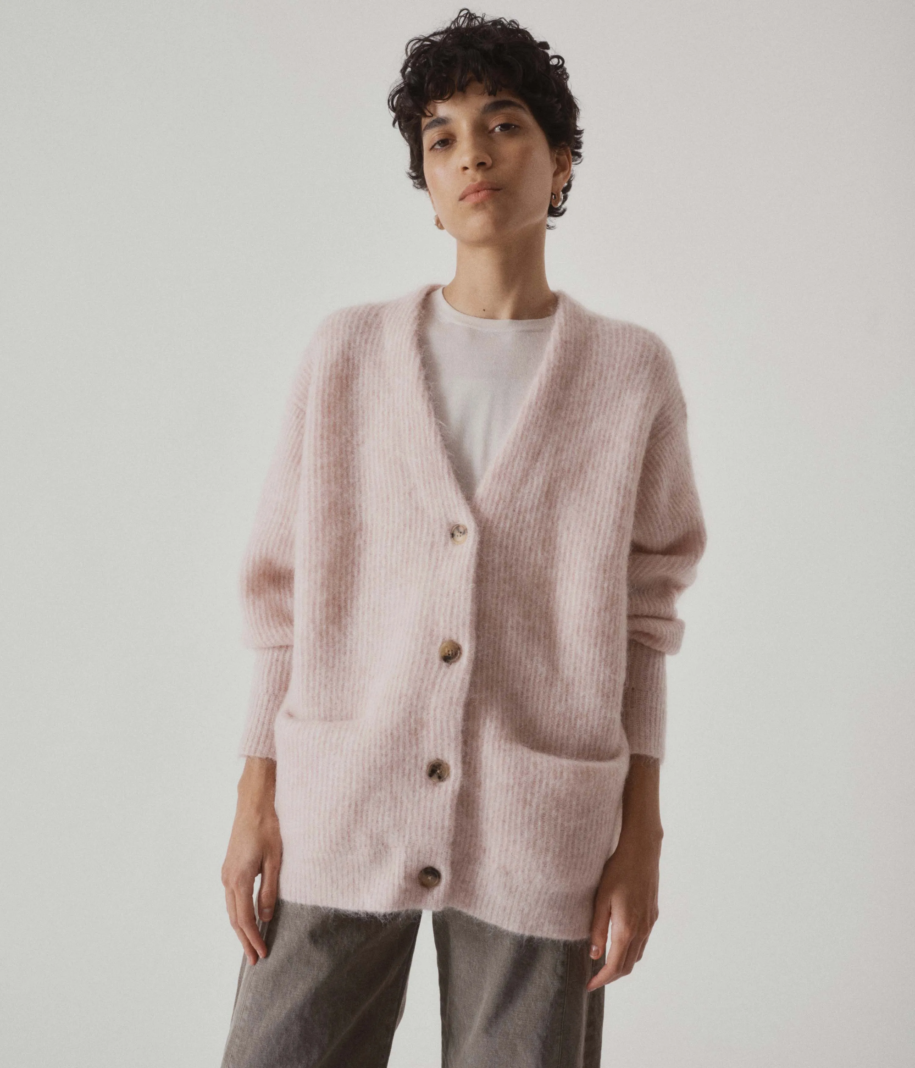 Mohair Cardigan in Blush