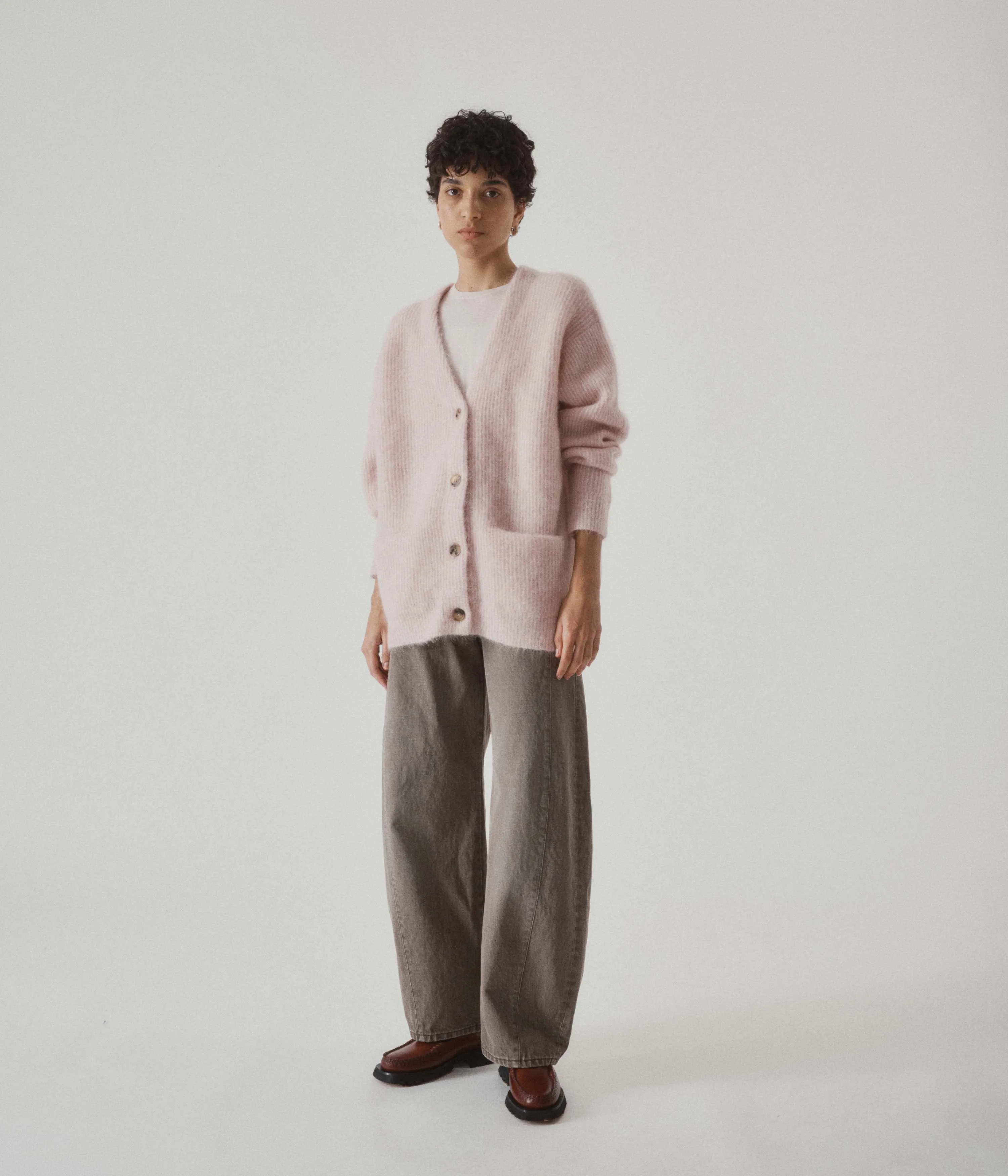 Mohair Cardigan in Blush