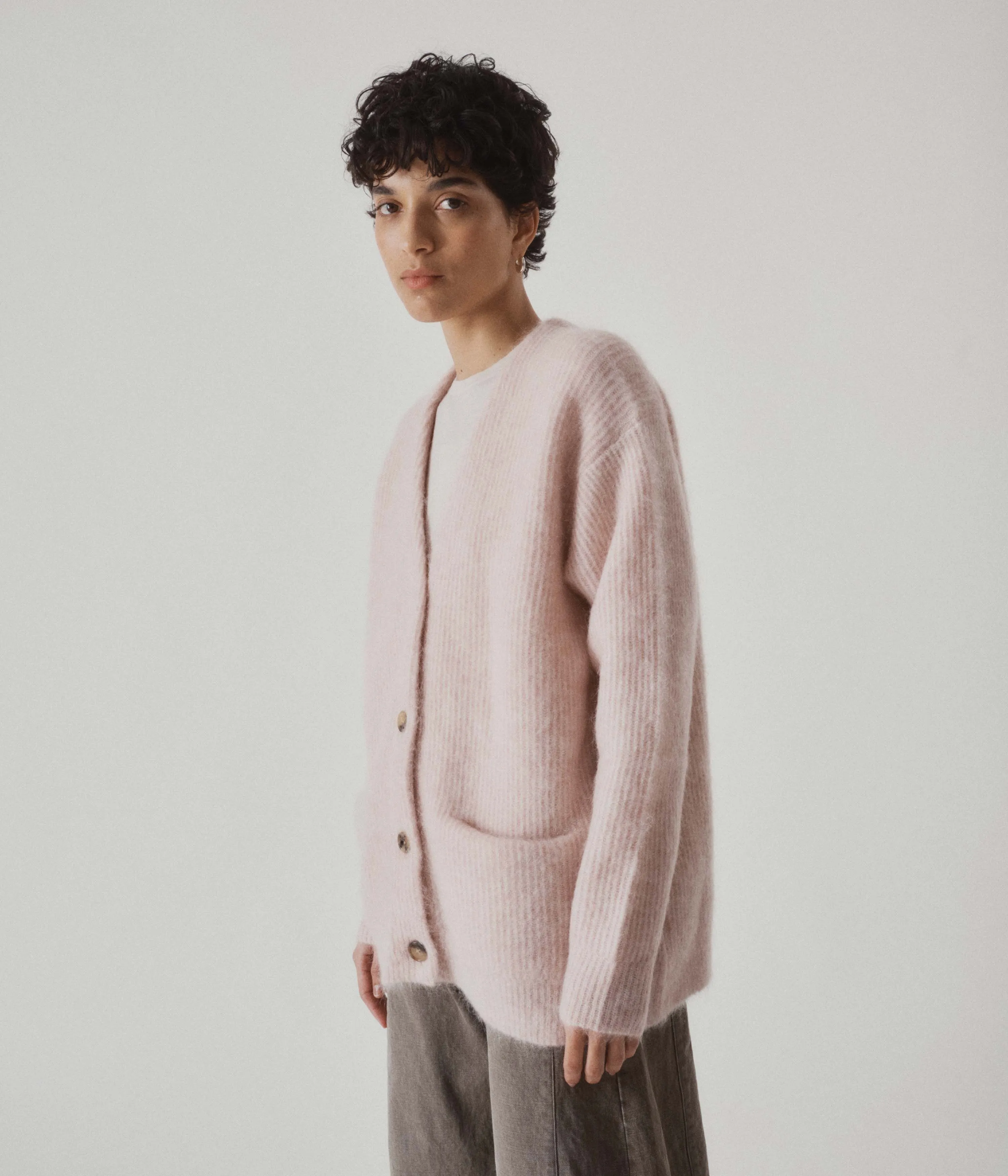 Mohair Cardigan in Blush