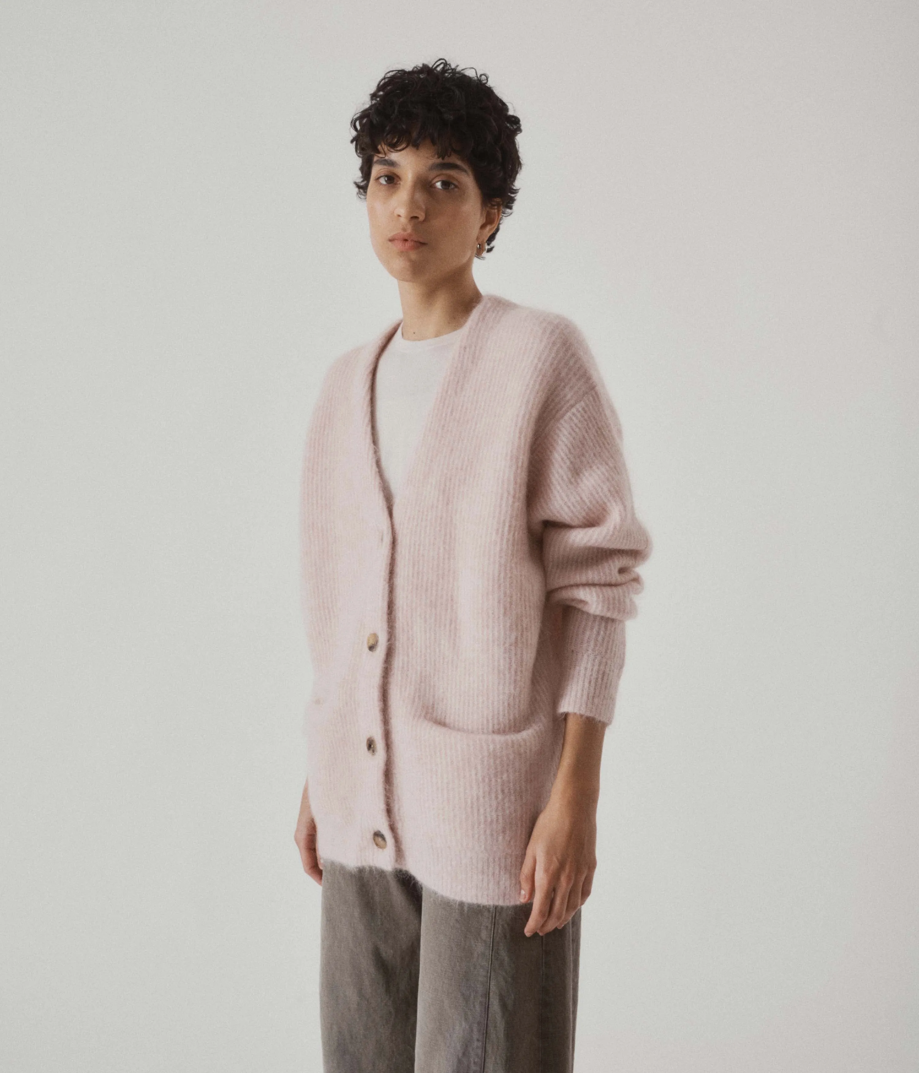 Mohair Cardigan in Blush