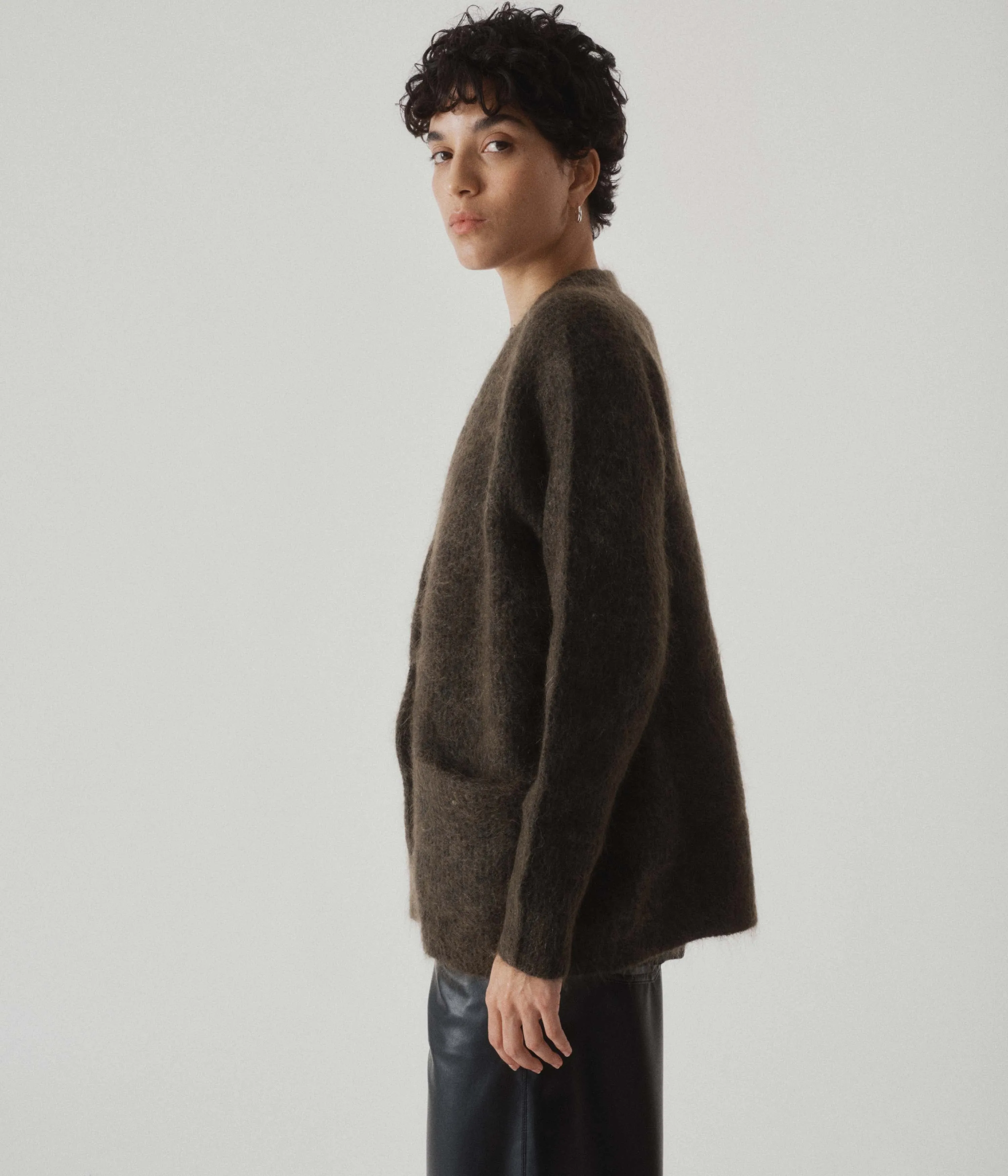 Mohair Cardigan in Olive