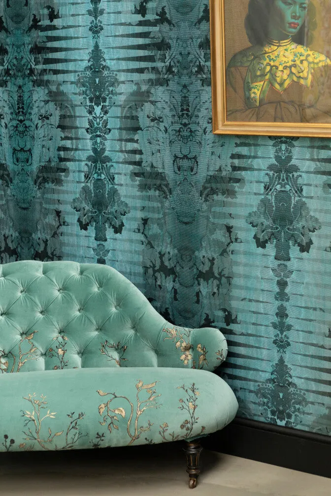 moire damask foil wallpaper