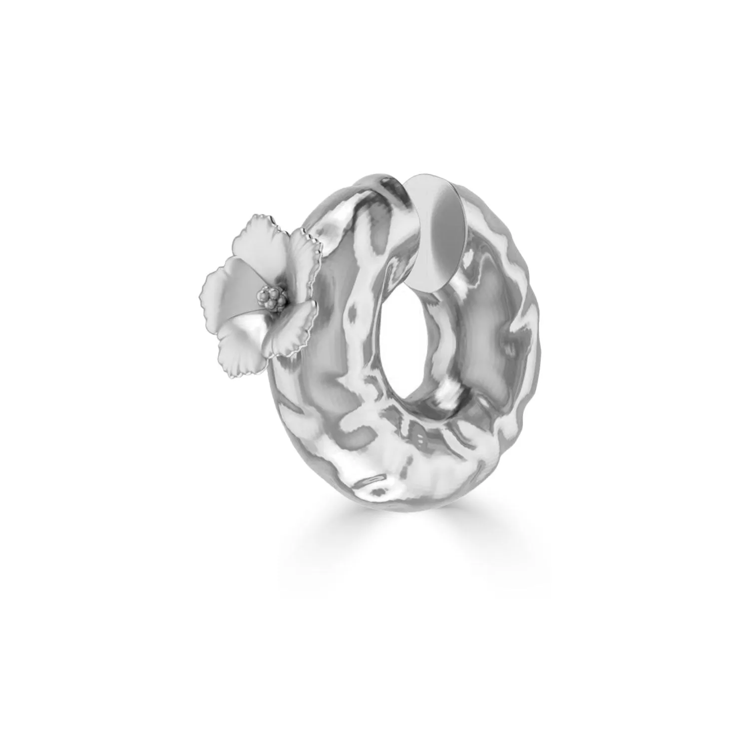 Molten Hibiscus Flower Ear Cuff