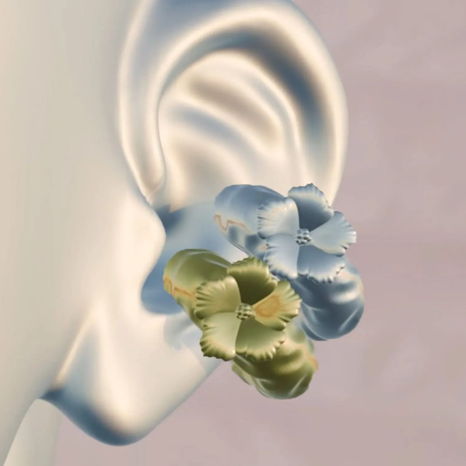 Molten Hibiscus Flower Ear Cuff
