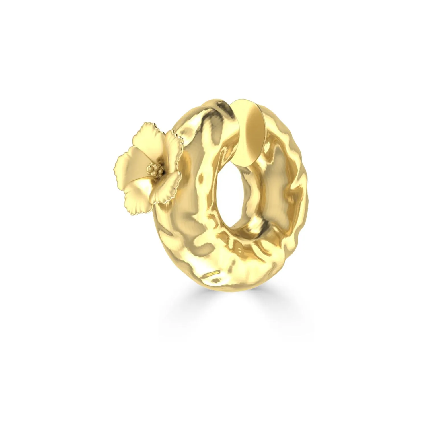 Molten Hibiscus Flower Ear Cuff