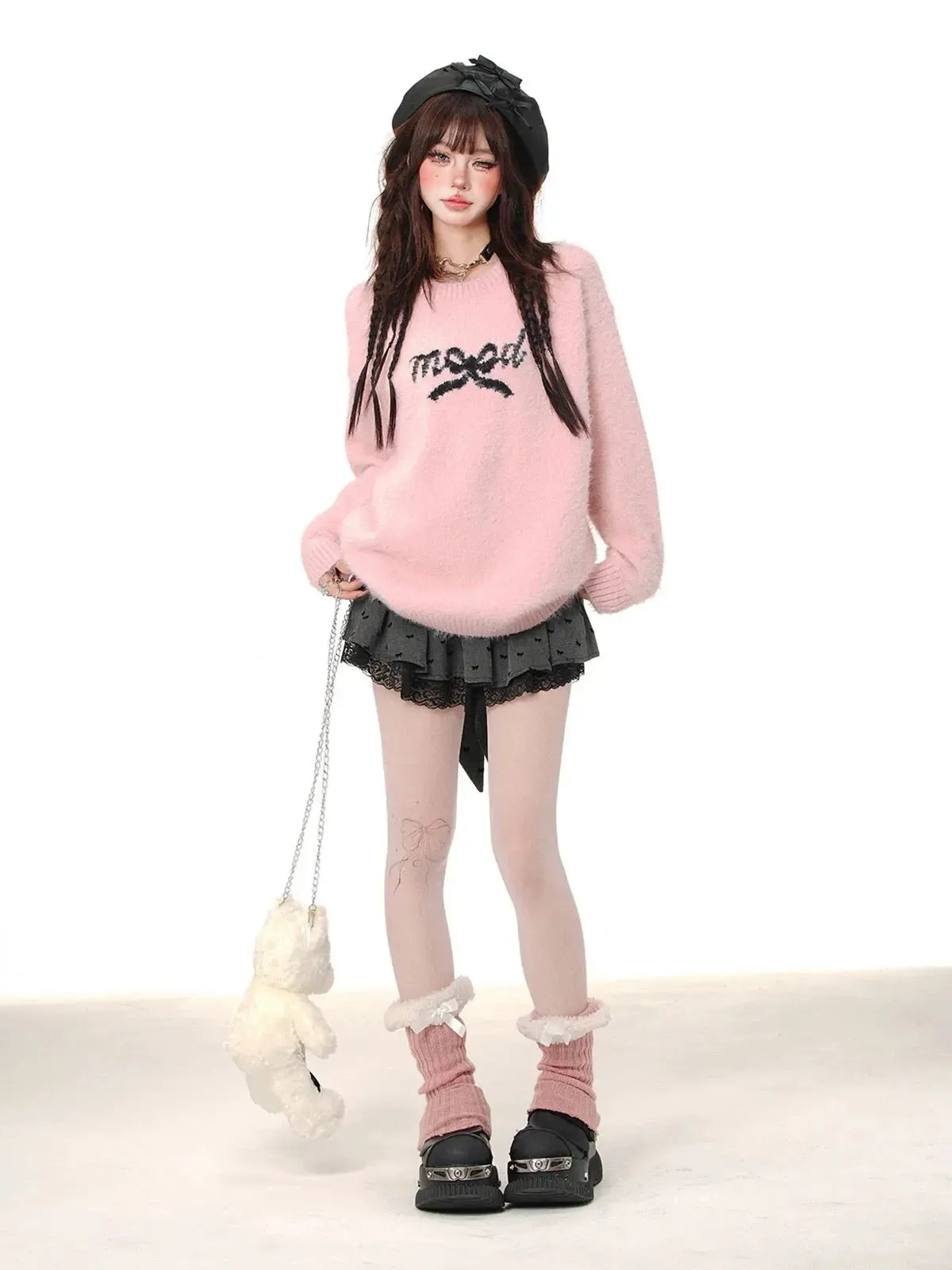 'Mood' Coquette Ribbon Mohair Knitted Sweater