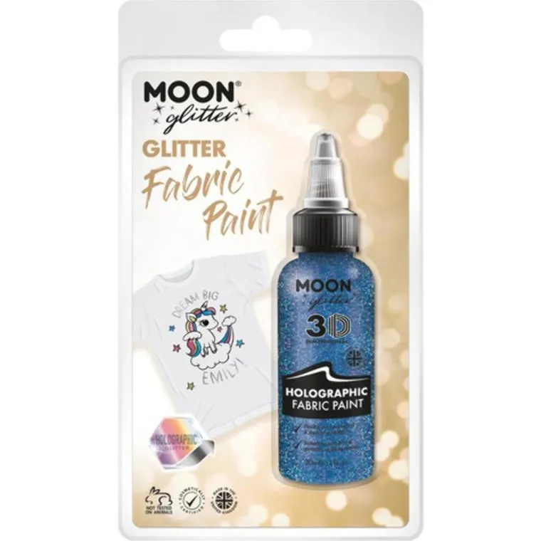 Moon Glitter Holographic Glitter Fabric Paint, Blue