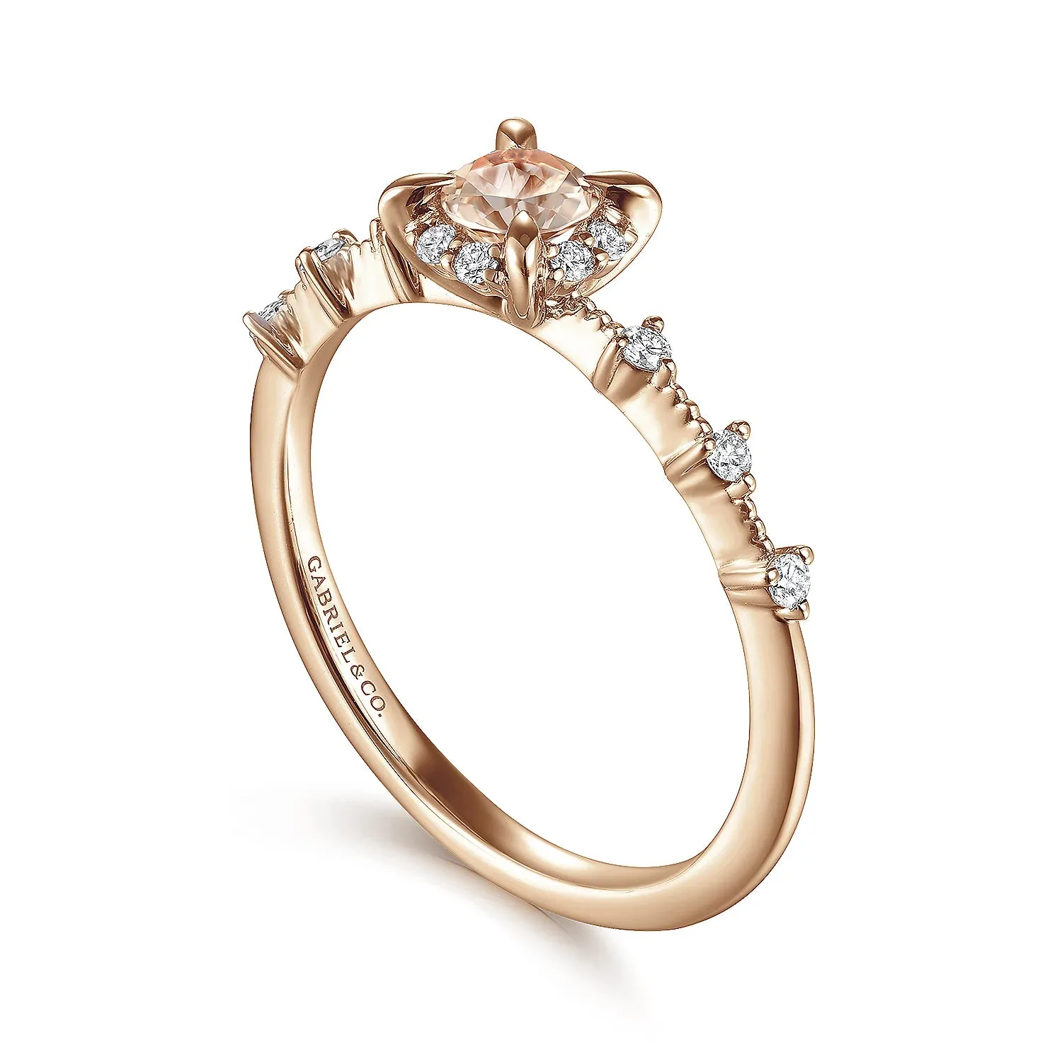 Morganite and Diamond Halo Ring