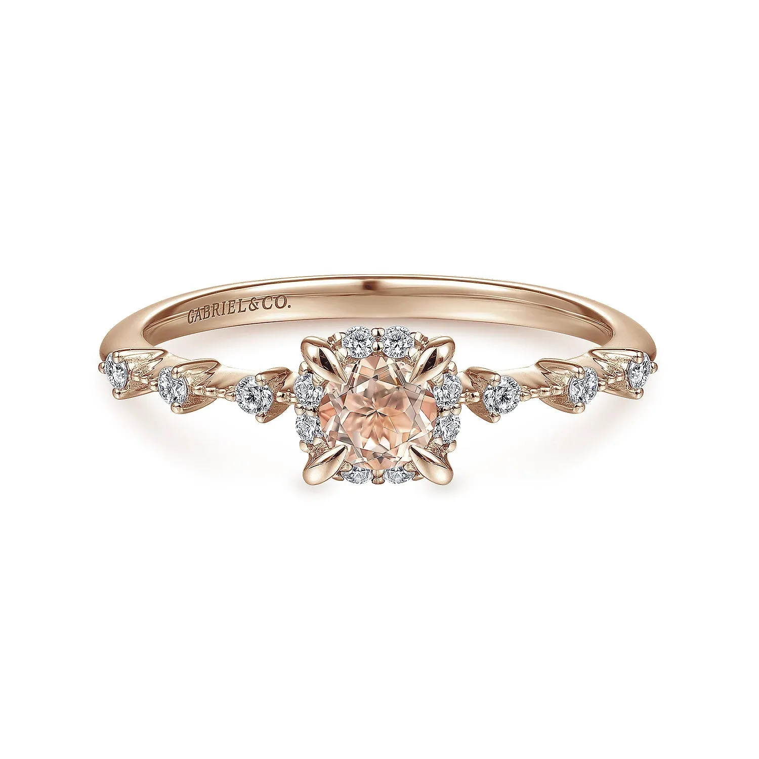 Morganite and Diamond Halo Ring